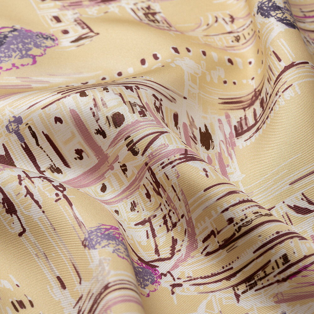 Yellow Roma Eterna Patterned Silk Square Scarf - 2