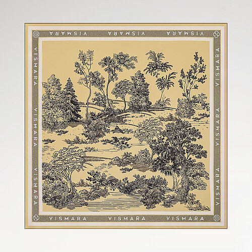 Yellow Toile Garden Pattern Twill Silk Square Scarf