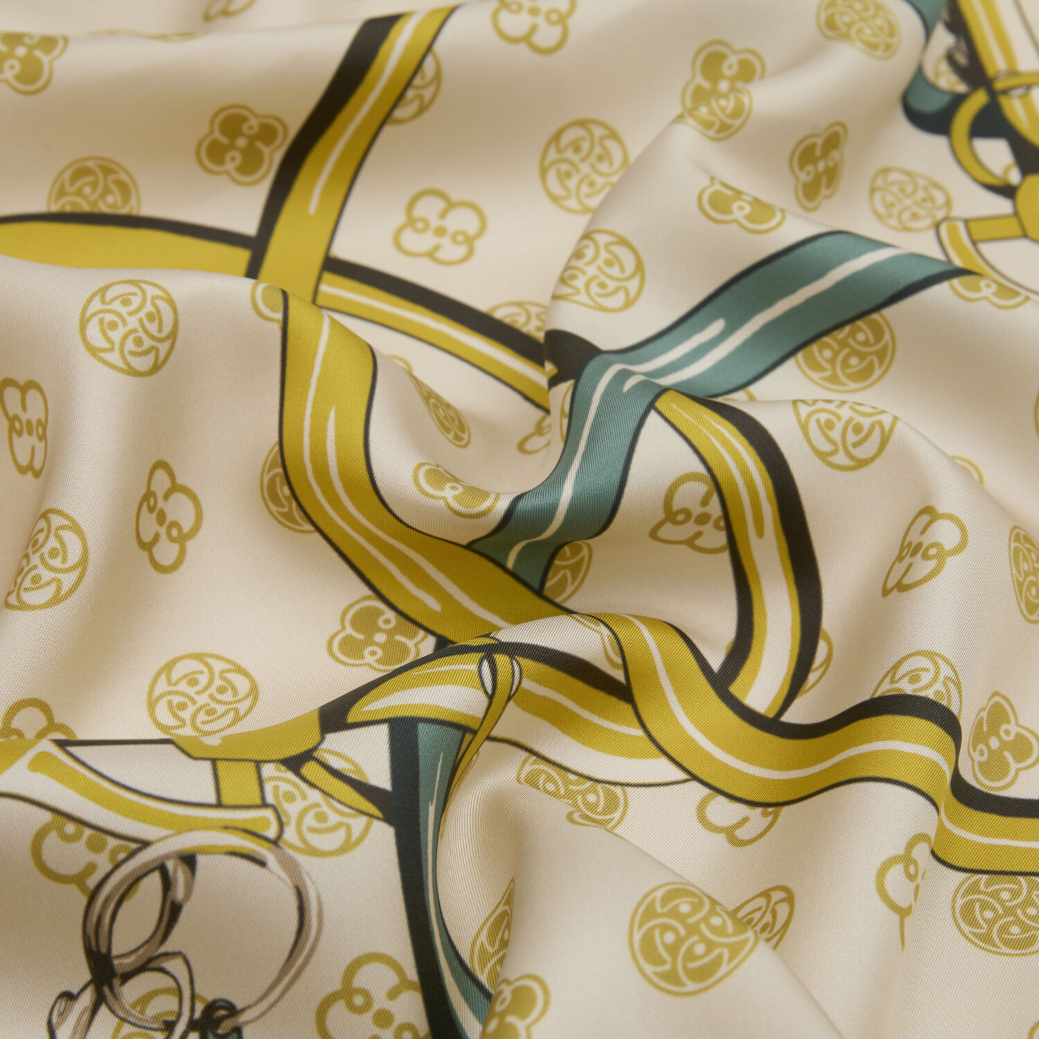 Yellow Vismara Harness Patterned Twill Silk Square Scarf - 2